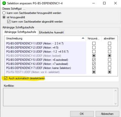 automatisch deselektieren